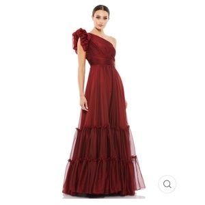 Mac Duggal Organza one shoulder gown